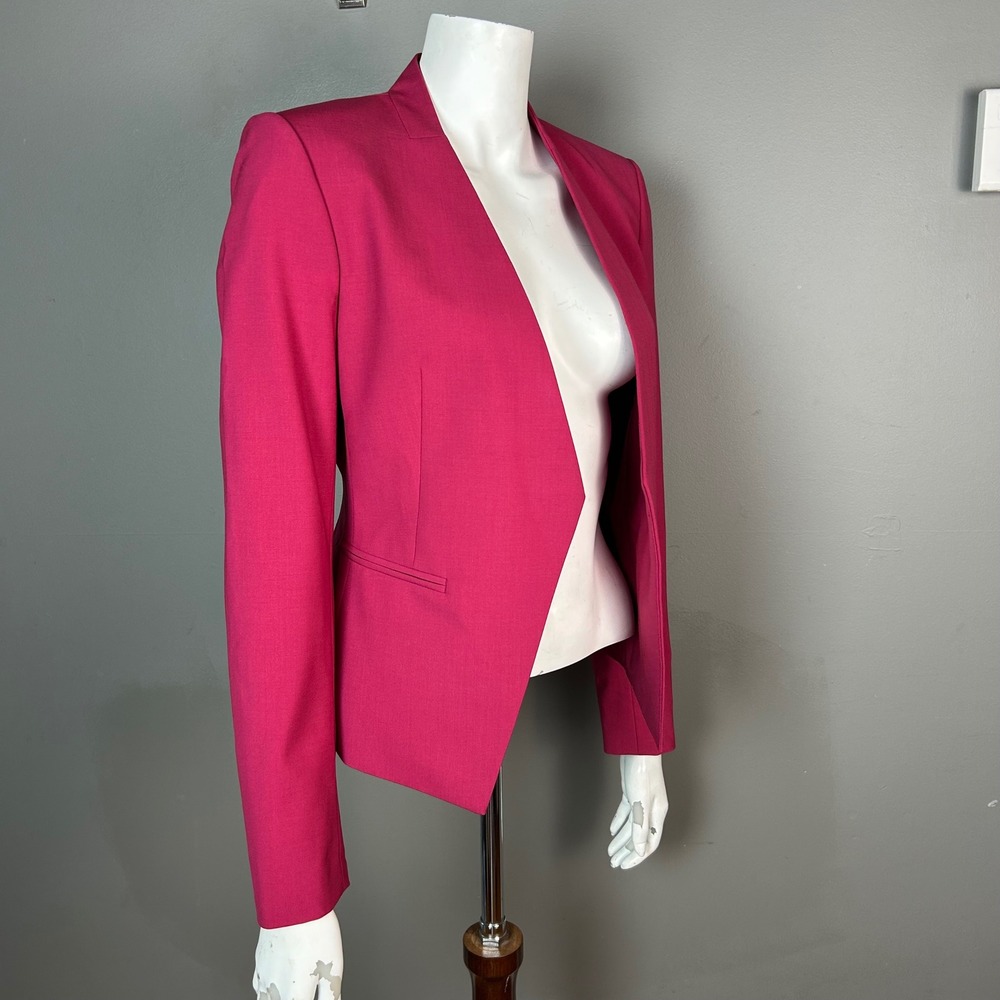 Theory Lanai Blazer size 4 Stretch Wool Blazer Open Front Office Colorful Slim - Picture 4 of 10